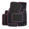 Black and Pink Striped Trim - Standard Black Car Mats with a Carpet Heelpad