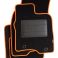 Luxury Black Car Mats with Orange Trim and PVC Heelpad