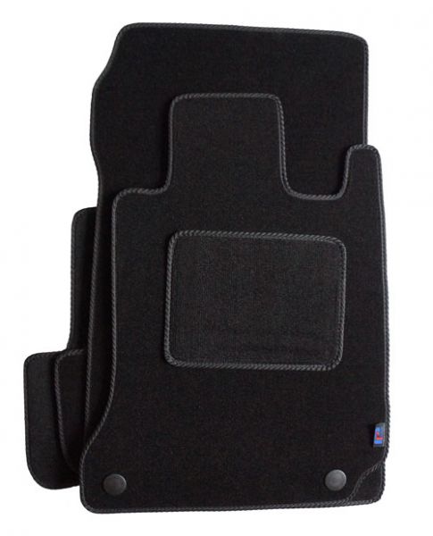 Luxury Black Car Mats with Black Trim and Carpet Heelpad