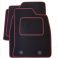Black and Red Striped Trim - Standard Black Car Mats with Carpet Heelpad