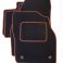 Black and Orange Checked Trim - Black Standard Car Mats with Carpet Heelpad